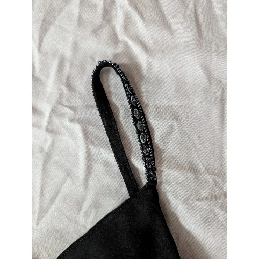 EVA BLUE Black Beaded Strap V Neck Sheath Dress Women‎ Size 12